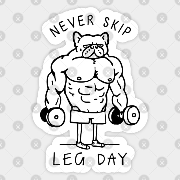 Never Skip Leg Day Frenchie Sticker by huebucket